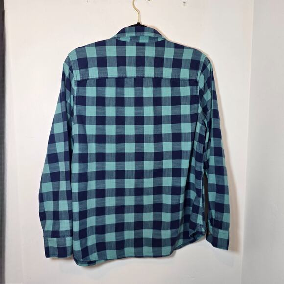 L.L.Bean Cotton Button Down Men's Medium Long Sleeve Blue Green Plaid Shirt - Picture 7 of 10